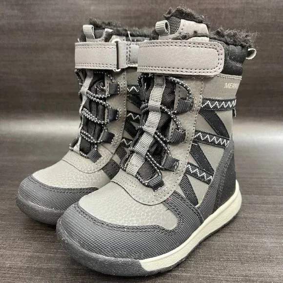 Merrell Snow Crush 2.0 Waterproof Boots Youth Toddler Kids Size 6 Black Shoes - Picture 5 of 10